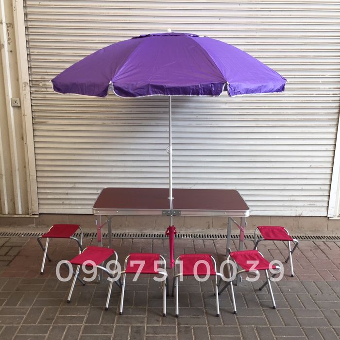 УСИЛЕННЫЙ стол + 6 стульев. Раскладной для пикника кемпинга