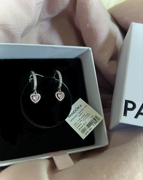 Сережки Pandora з біркою ! Срібні серьги Пандора.