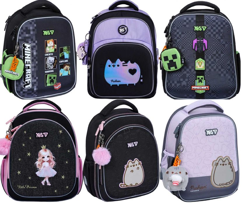 Рюкзак YES шкільний каркасний Minecraft Pusheen Princess