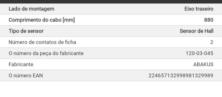 Sensor de rotações da roda, bmw