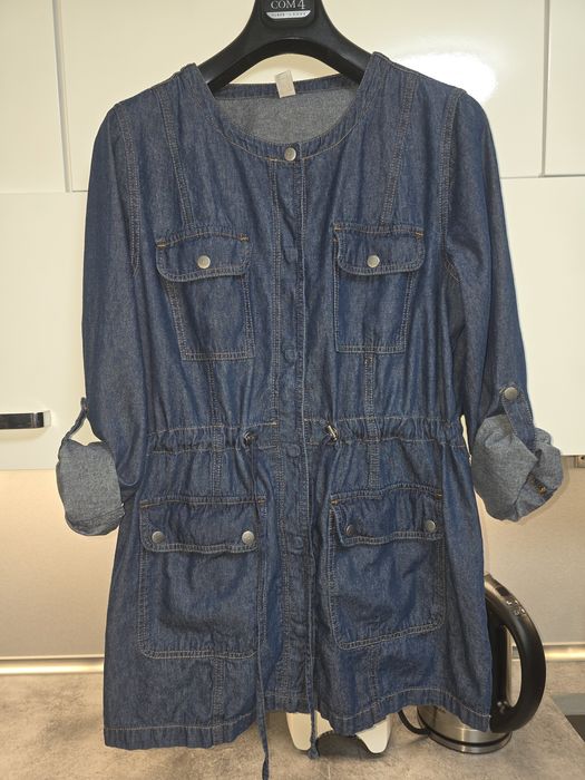 Lekka kurtka typu parka jeansowa roz.44 (XXL) cienka , szmizjerka