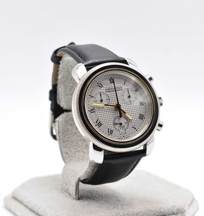 Relógio Hamilton Chronograph Stainless Steel Watch Date 8800- NOS/Novo