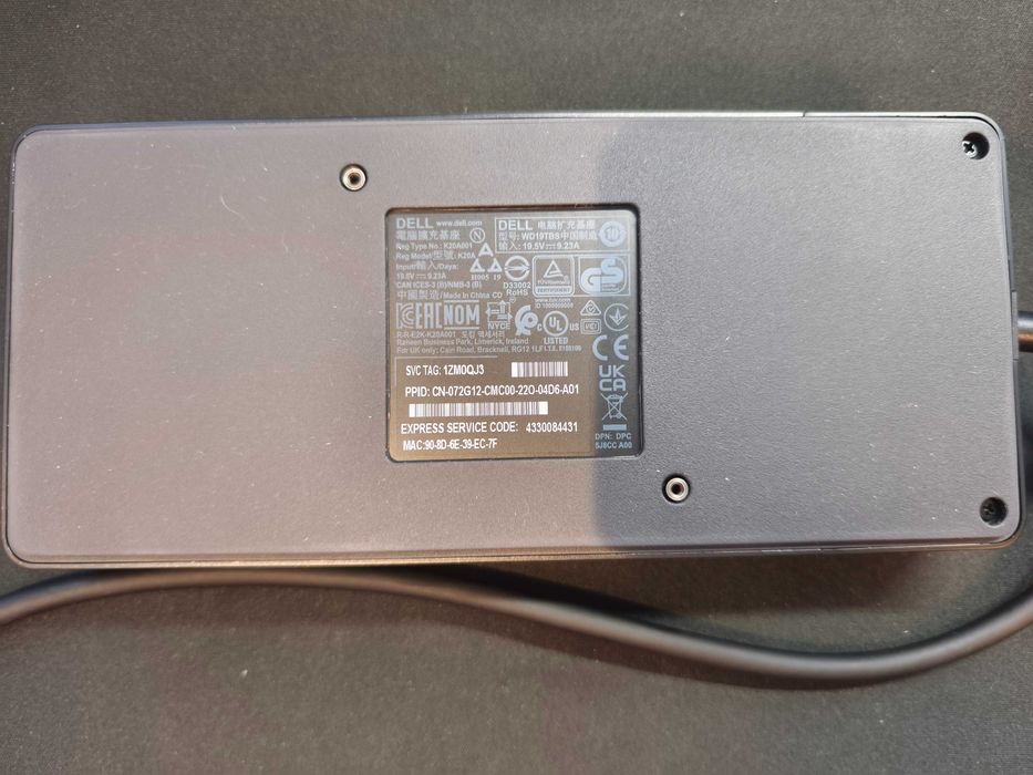 Stacja dokująca Dell Dock WD19TBS K20A 240W USB-C HDMI DisplayPort MAC