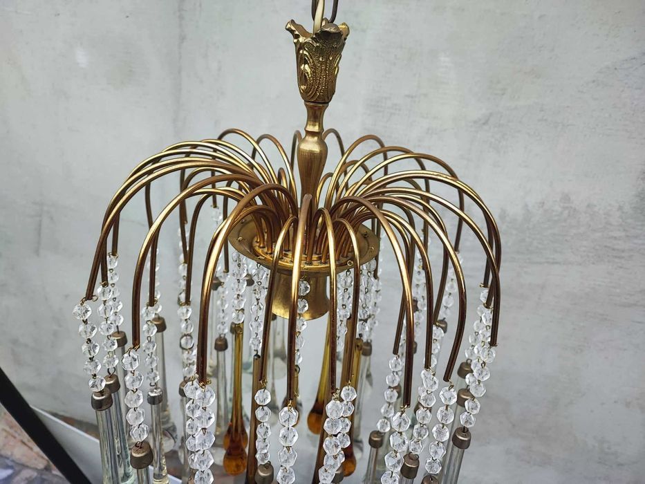 Żyrandol,Murano Massive,mosiężny,lata 70 ub.wieku