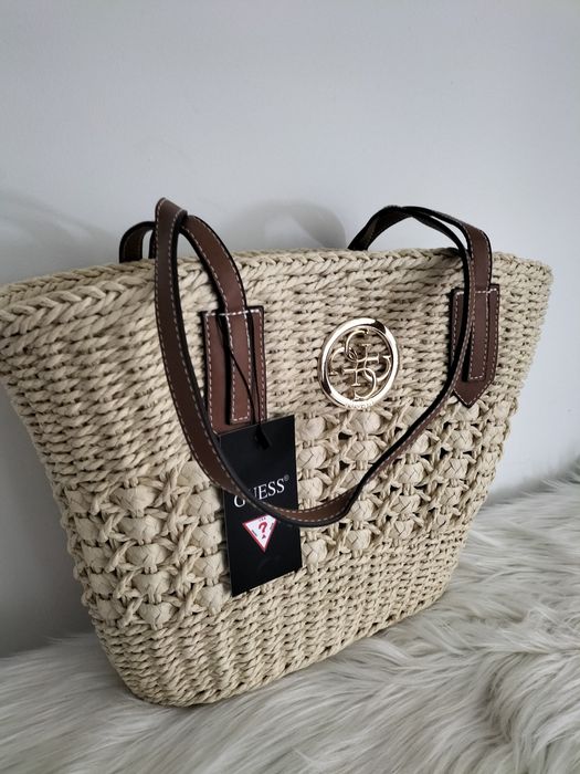 Piękna pleciona torebka koszyk na lato wakacje w stylu Boho mieści format A4