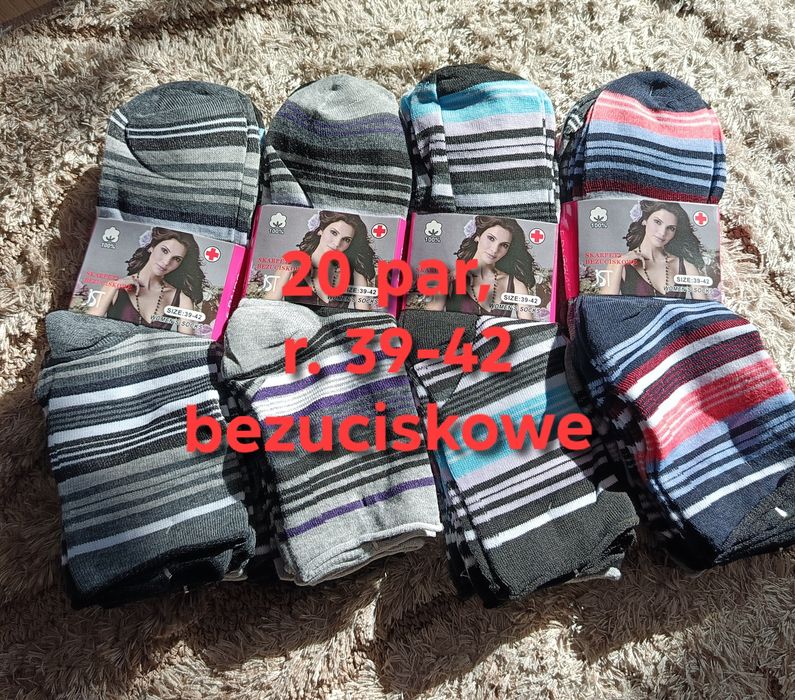 20 par skarpety skarpetki damskie dziewczęce, r. 39-42, bezuciskowe