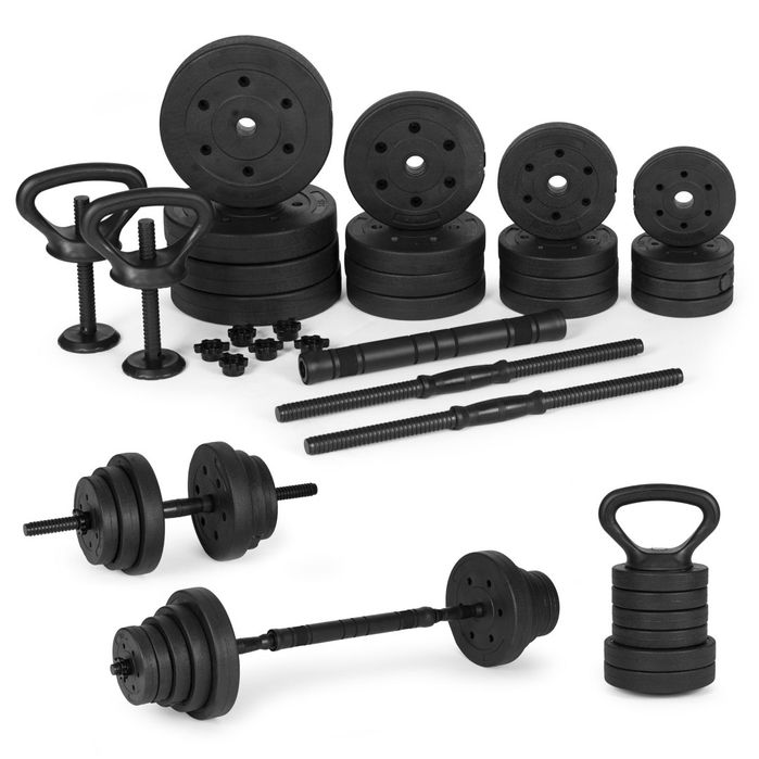 Hantle regulowane 2x20 kg sztanga zestaw 40 kg gryf kettlebell