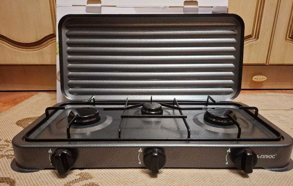 Газовая настольная плита 3 комфорки Газова плитка 3к під балон