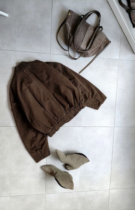 Zara kurtka bomberka brązowa s 36 bawełna