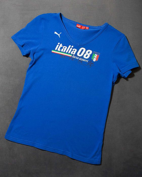 Niebieska chabrowa koszulka tshirt damski Puma S