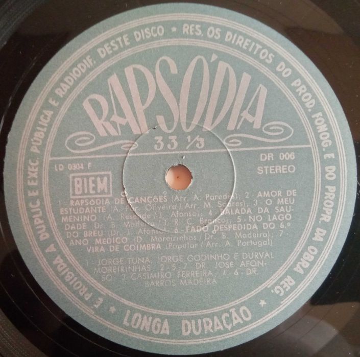 José Afonso, Barros Madeira, etc. - - - - - Coimbra Serenade	- - - 	LP