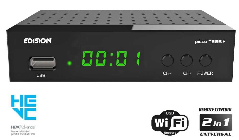 EDISION PICCO T265+ Tuner DVB-T2 HDMI SCART Wifi HEVC pilot 2 w 1 PL