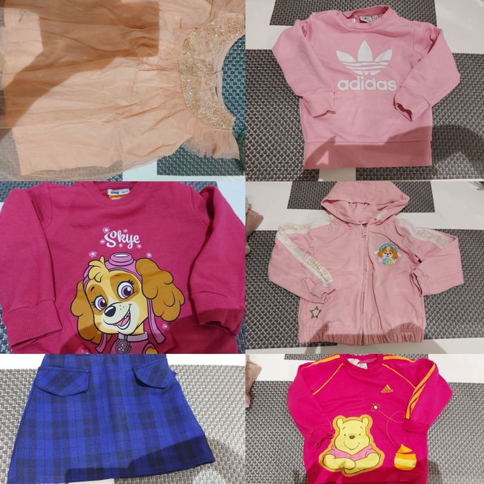 Ubrania dziewczęce czapki bluzki leginsy jeansy buty r.92-116