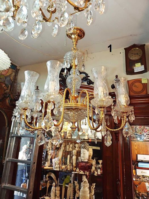 Lustres Cristal Bronze 10 Lâmpadas 8 Lâmpadas