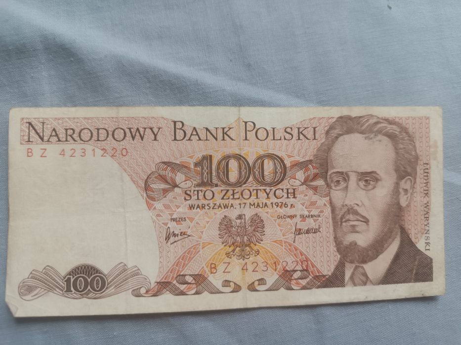 Banknot 100 zł Ludwik Warynski 1976r