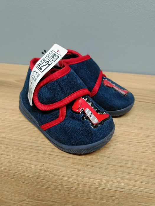 Dziecięce kapcie na rzep pantofle Dino dinozaur rozmiar 21