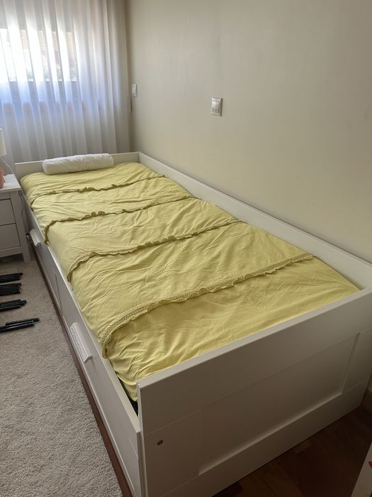 Cama IKEA BRIMNES branca com 2 gavetões + 1 colchao