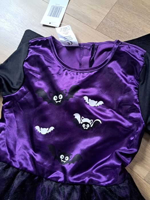 Sukienka strój przebranie 110-122 nietoperz halloween