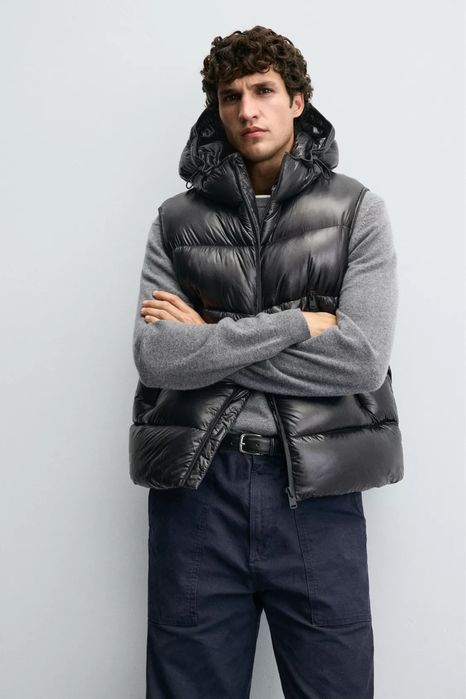 Жилетка зара Пухова 100% ПІР'Я ЧОРНИЙ | 3411/910/800