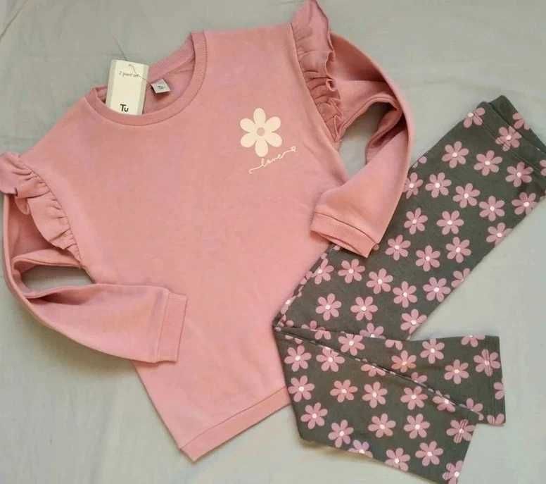 Komplet  bluza + legginsy prążek Tu 6-7 lat /116-122cm flower