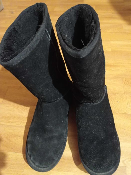 Сапоги угги черные замшевые натуральные