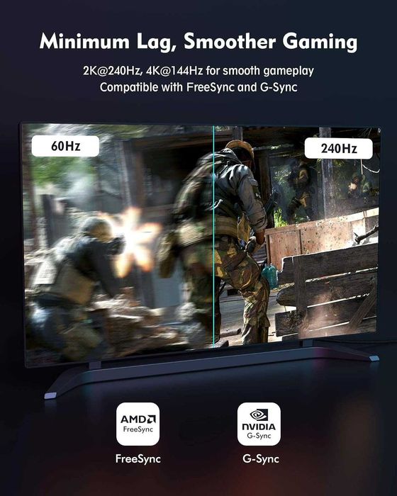 Kabel DISPLAYPORT 1.4 SILKLAND 8K 240Hz 2M do gier oplot POZŁACANY HIT