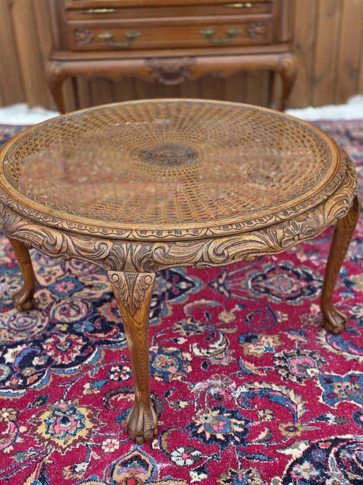 Ława Chippendale z rattanem i szybą #2430 Stylowy Węgrów