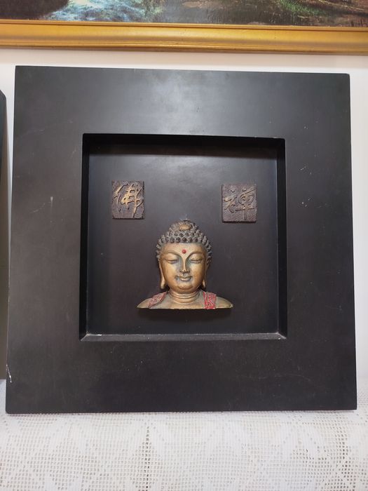 Conjunto de 3 Quadros Decorativos Estilo Zen / Buda - Moldura Preta