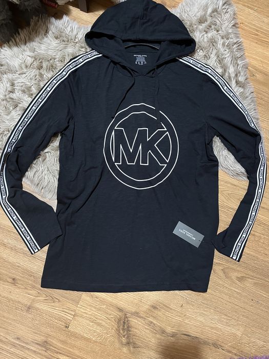 Michael Kors bluza z kapturem czarna logo mk i lampas r S M