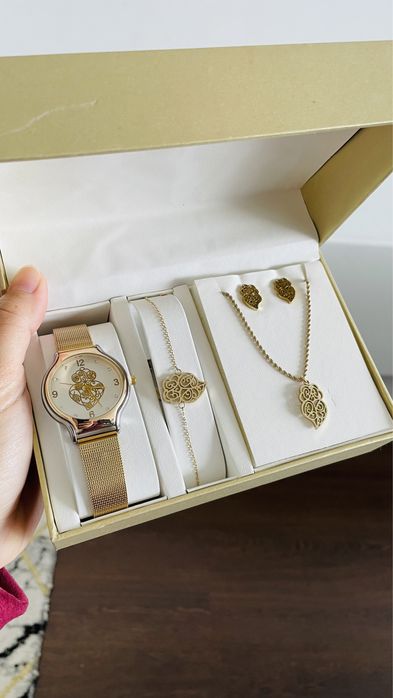 Presente de Natal, Conjuntos de Joias, Relógio+Pulseira+Colar+Brinco
