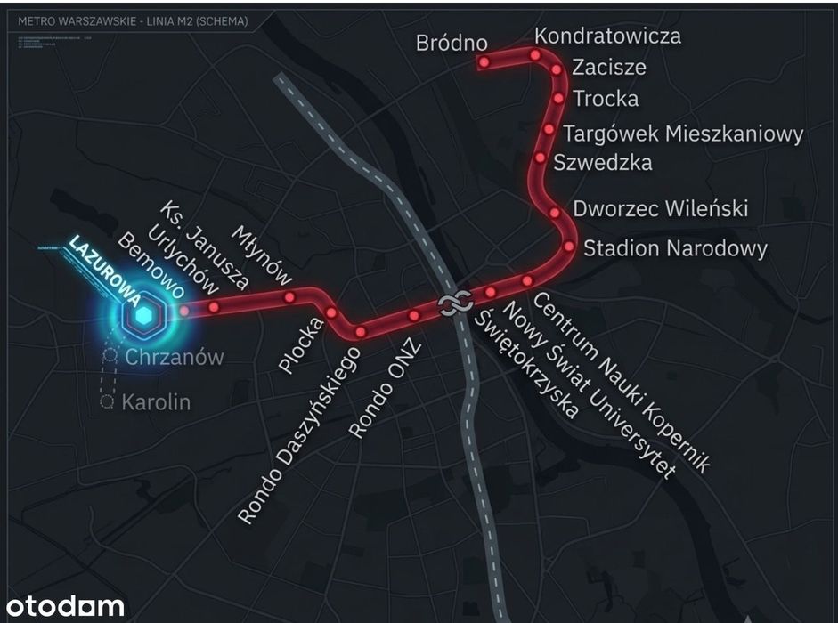 dwupokojowe metro lazurowa 350 metrów