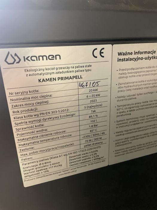 Kompletna kotłownia pellet kamen primapell 20kw