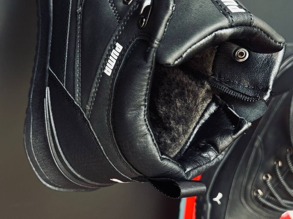 Натуральна овчина!Чоловічі зимові чоботи чорні пума мужские ботинки