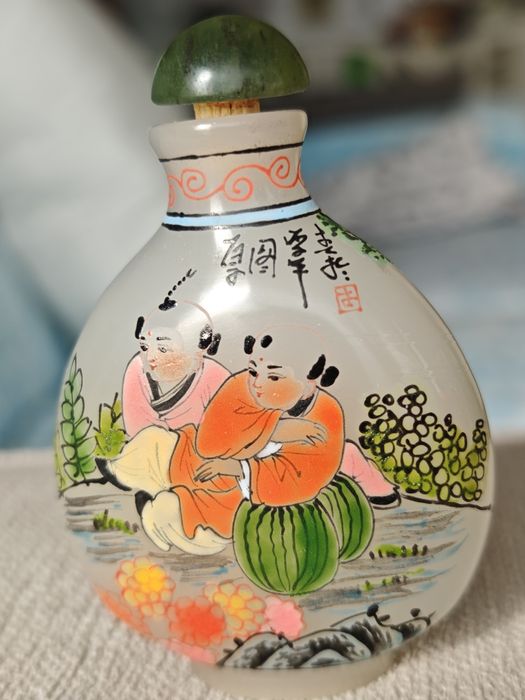 Raro Frasco Rapé Chinês Vintage (Snuff Bottle) - Pintado à mão