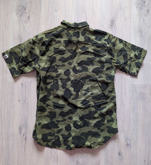 A Bathing Ape Bape Camo Open Collar Shirt made in Japan