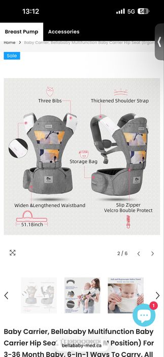 Marsúpio ergonómico Bellababy com hip seat – como novo