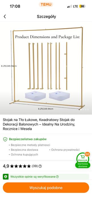 Stelaż do ścianki wesele impreza