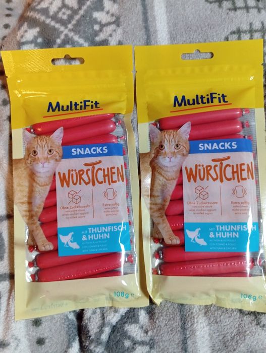 Karma dla kota - przysmaki - Kiełbaski tuńczyk i kurczak 24szt