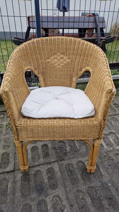 Ratannowy zestaw sofa+ fotel+ 3 krzesła poduszki naturalny rattan
