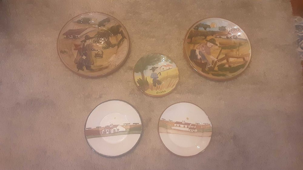 5 Pratos decoração Alentejo 20cm e 15cm