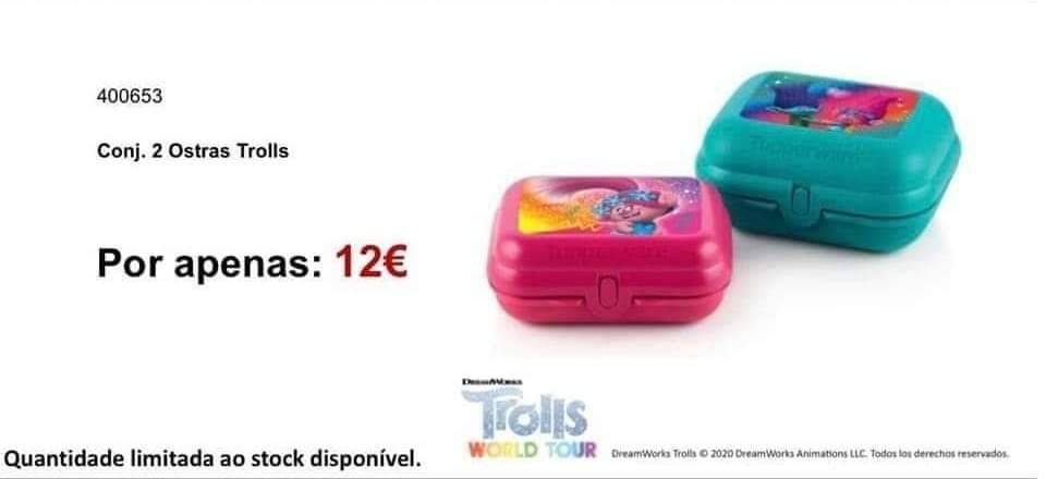 Ostras Trolls Tupperware NOVO