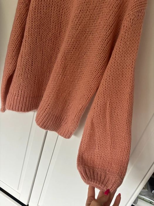 MSCH copenhagen sweter swetr moher wełna lana bufiaste szerokie rekawy