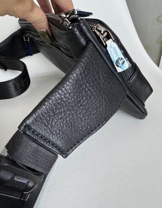 HT Leather бананка шкіряна Кожаная поясная сумка Слинг Мужская сумка