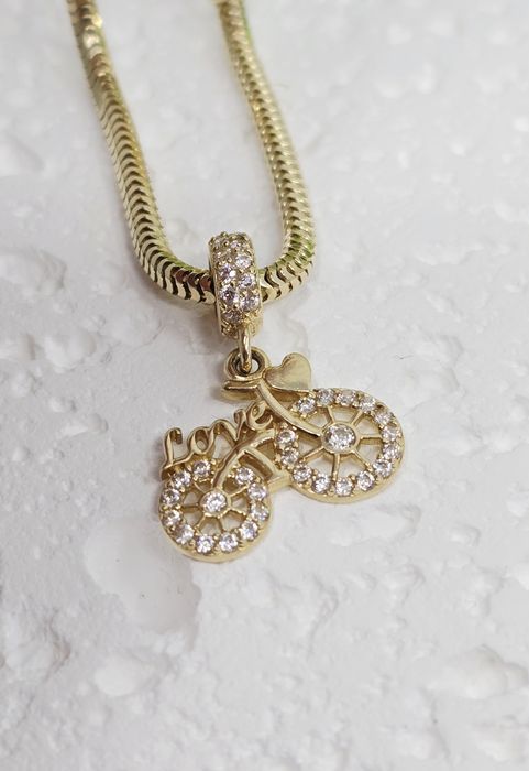 Złoty charms wiszący rower próba 585 14k