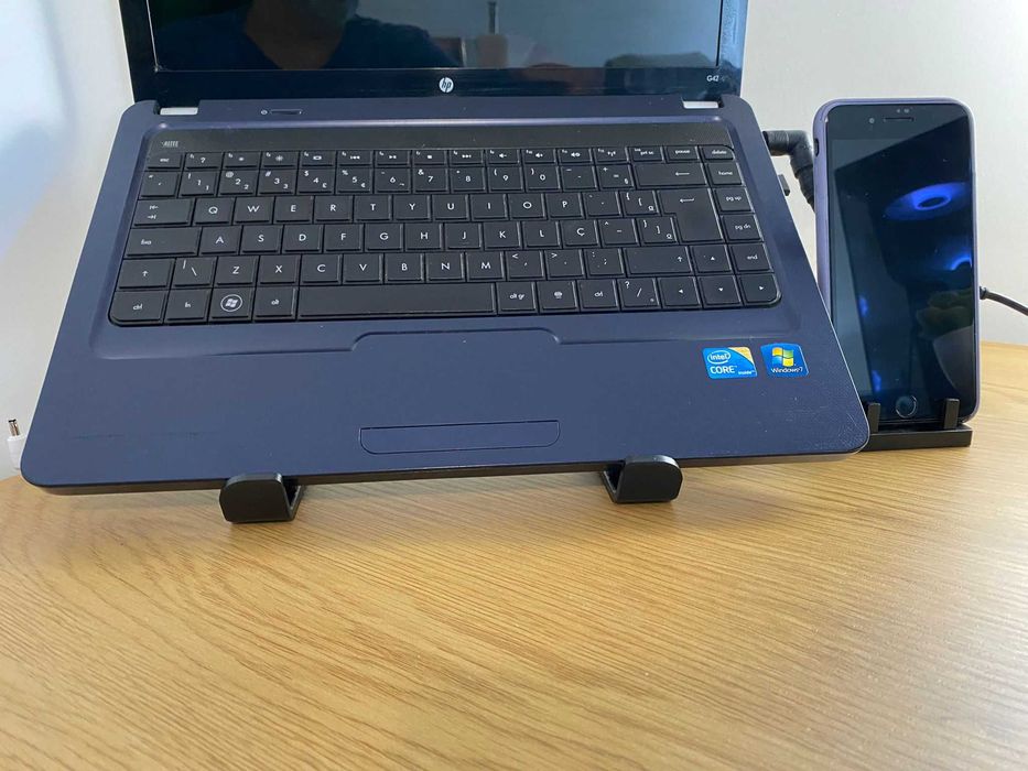 Base para portátil com suporte para telemóvel