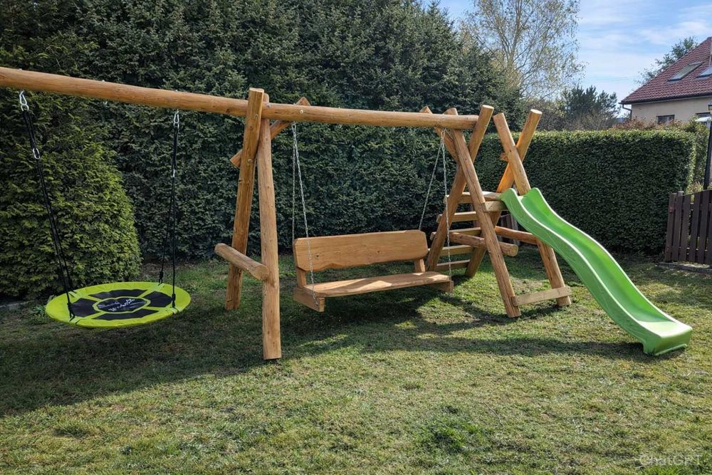 Meble ogrodowe DREWNIANE góralskie DO OGRODU biesiadne LITE DREWNO +