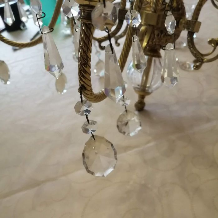 Candeeiro em latao e cristal vintage
