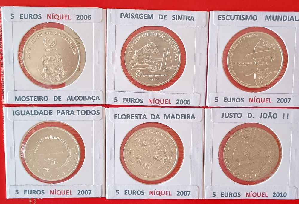 56  Moedas Comemorativas Portuguesas De 5 Euros