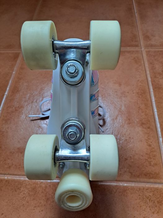 Patins de 4 Rodas QUAD 100 Criança Branco Holográfico - OXELO