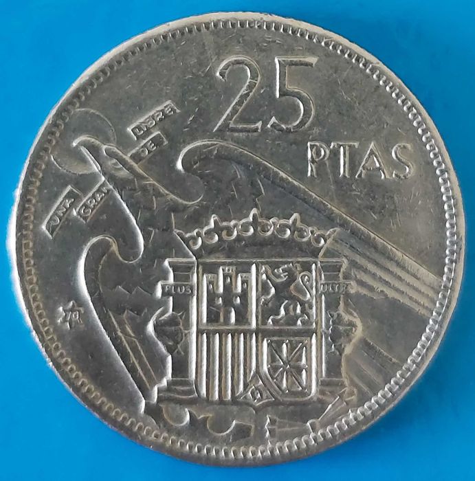 25 Pesetas de 1957*70, Espanha, Francisco franco